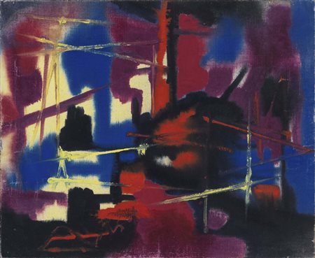 EDMONDO BACCI (Venezia, 1913 - 1978) Fabbrica (1952) tempera grassa su tela...