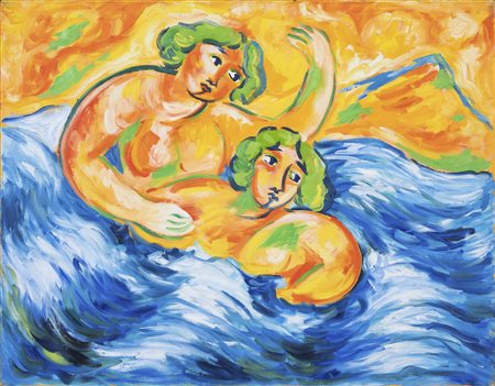 MIMMO GERMANA' (Catania, 1944 - 1992) Isola 1989 olio su tela cm. 70x90 firma...