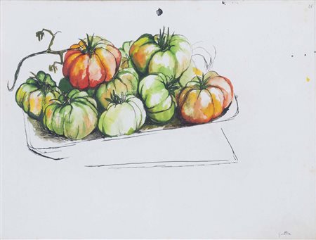 RENATO GUTTUSO (Bagheria, 1912 - Roma, 1987) Natura morta 1977 tecnica mista...