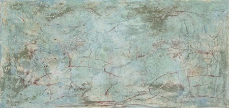 RAFFAELE ROSSI (Alba, 1956) Apparizione tecnica mista su tavola cm. 50x104x5...