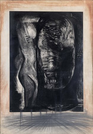 MARCO DEL RE (Roma 1950) senza titolo 1990 tecnica mista su carta riportata...