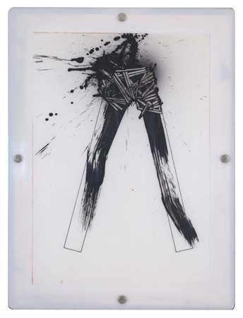 EMILIO SCANAVINO (Genova, 1922 - Milano, 1986) Senza titolo olio su acetato...