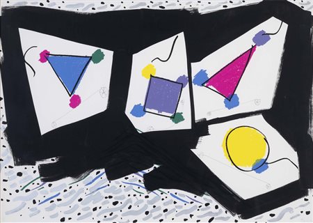 ENNIO FINZI (Venezia, 1931) senza titolo 1982 tecnica mista su carta intelata...