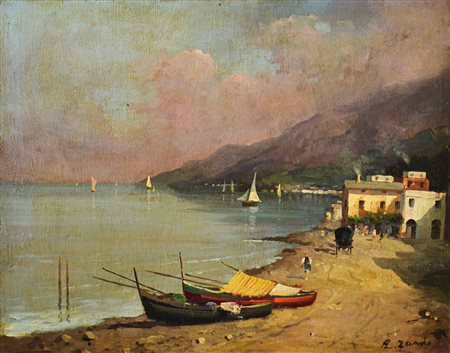 ALBERTO ZARDO (?), Paesaggio con barche