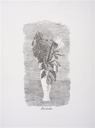 MORANDI GIORGIO (1890 - 1964) - Fiori in un vasetto bianco.