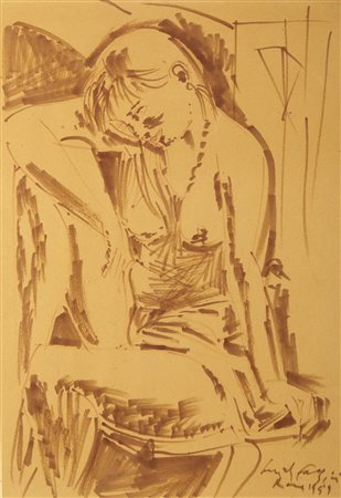 FAZZINI PERICLE (1913 - 1987) - Nudo in marrone.