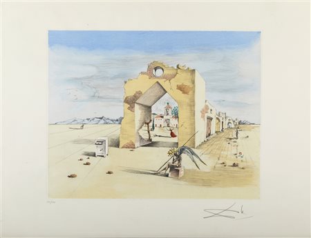 DALI' SALVADOR (1904 - 1989) - D'apres. Il villaggio paranoico.