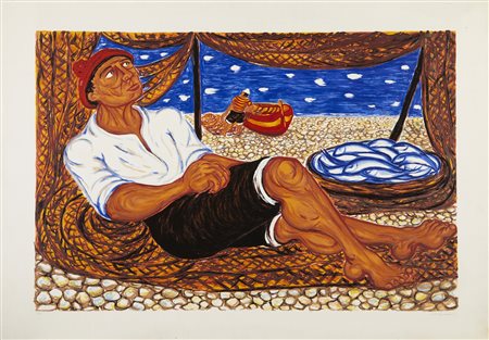 MIGNECO GIUSEPPE (1908 - 1997) - Il riposo del pescatore.