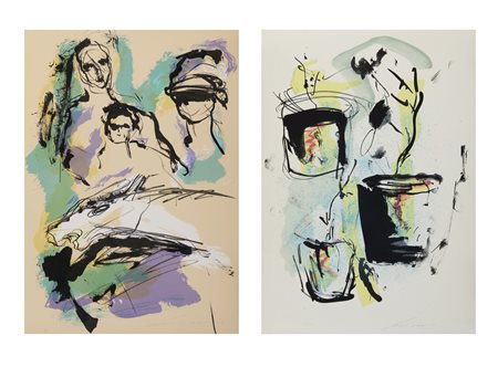 TRECCANI ERNESTO (1920 - 2009) - Lotto composto da n. 2 fogli. Senza titolo.