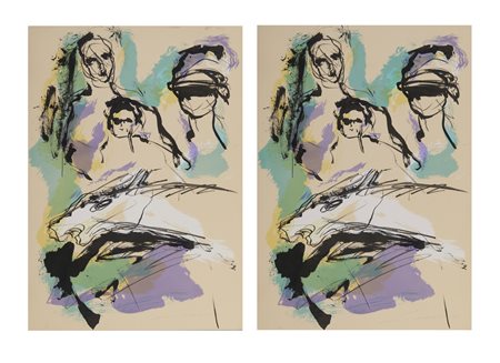 TRECCANI ERNESTO (1920 - 2009) - Lotto composto da n. 2 fogli. Senza titolo.