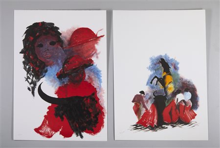 GUEVARA JOSE'  (1926 - 2010) - Lotto composto da n. 2 litografie. Senza titolo.