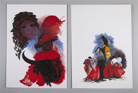 GUEVARA JOSE'  (1926 - 2010) - Lotto composto da n. 2 litografie. Senza titolo.