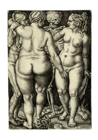 Hans Sebald  Beham, La morte e tre donne nude. 1531-1550.