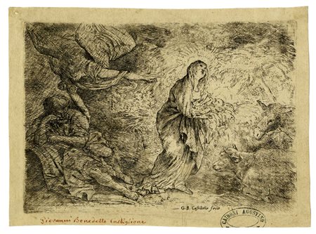Giovanni Benedetto  Castiglione (detto il Grechetto), L'angelo sveglia San Giuseppe. 1645-1649.