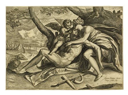Philips  Galle, Tre tavole da La storia di Adone. 1579.