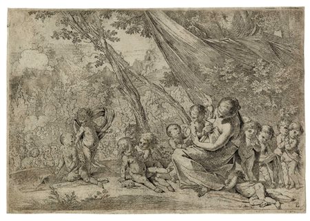 Pietro  Testa, Giovane donna seduta, con amorini (Il giardino della Carità). 1631-1637 ca.