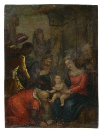Scuola italiana del XVII secolo, Adorazione dei Magi.