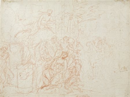 Anonimo della seconda metà del XVII secolo, Il sacrificio di Ifigenia (r) / Studio per la medesima composizione (v).