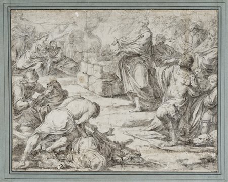 Anonimo del XVIII secolo, Il sacrificio di Elia e l'uccisione dei sacerdoti di Baal.