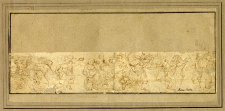 Johann Theodor  De Bry [alla maniera di], Fregio con danza paesana e altro con scena di caccia alle oche. 1600 ca.