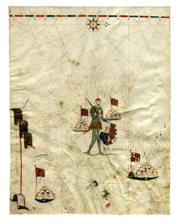 Anonimo del XVI secolo, Mappa nautica delle coste della Spagna.