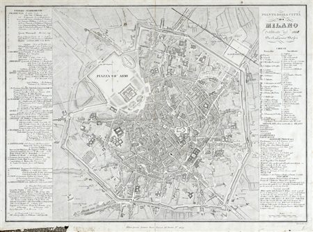 Antonio  Bossi, Pianta della città di Milano. Milano: presso Antonio Bossi, 1866.