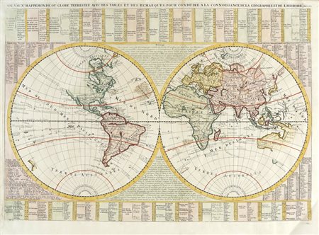 Henri Abraham  Chatelain, Nouveaux Mappemonde ou Globe Terrestre avec des Tables et des Remarques pour Conduire a la Connoissance de la Geographie et de l'Histoire.
