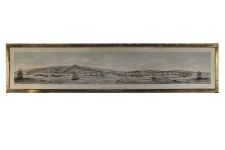 Jean  Jacottet Adrien Cuvillier, Panorama della città di Trieste con i nuovi fabbricati della strada ferrata. Paris: Lemercier [s.d.].