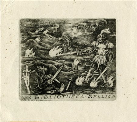 Michel Fingesten, Lotto composto di 2 ex libris a tema macabro. 1940-42.