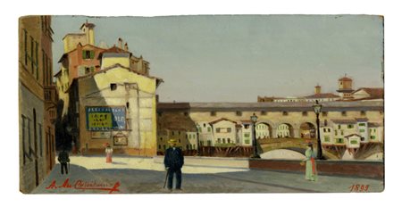 E. Au Capitaine, Il Ponte Vecchio di Firenze visto dal Lungarno Torrigiani. 1899.