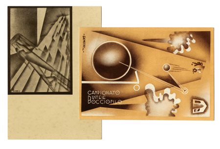 Ivanhoe Gambini, Lotto composto di 4 cartoline futuriste. 1930-34.