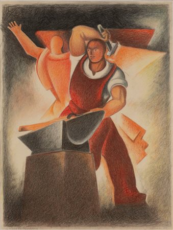 Angelo Canevari (Viterbo 1901-Roma 1955)  - Il fabbro di Predappio, 1935