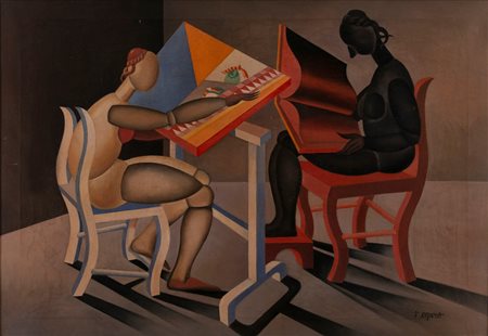 Fortunato Depero (Fondo 1892-Rovereto 1960)  - Lettrice e ricamatrice automatiche, 1920/'21
