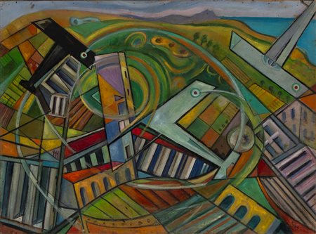 Sibò (Pierluigi Bossi) (Milano 1907-2000)  - Virate su Sabaudia, 1937