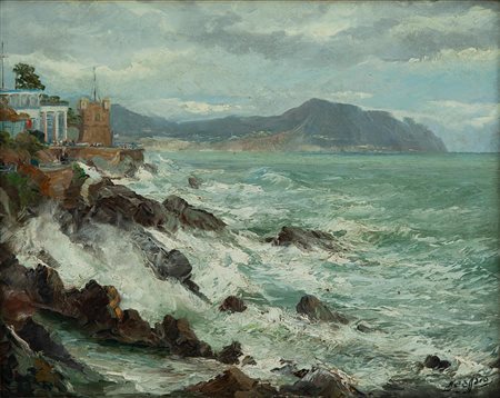 Saverio Seassaro Genova 1917-2016 Mareggiata a Nervi