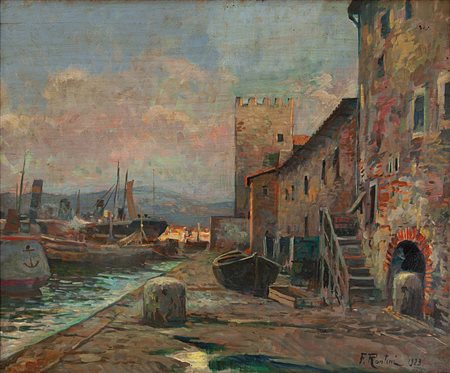 Ferruccio Rontini Firenze 1893 - Livorno 1964 Vecchio porto di  Livorno 1923