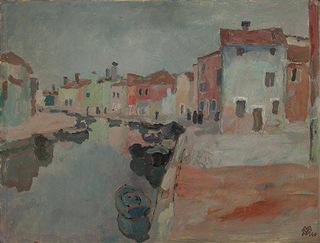 Mario Vellani Marchi Modena 1895 -  Milano 1979 Fondamenta di pescheria a Burano 1940.