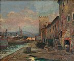 Ferruccio Rontini Firenze 1893 - Livorno 1964 Vecchio porto di  Livorno 1923