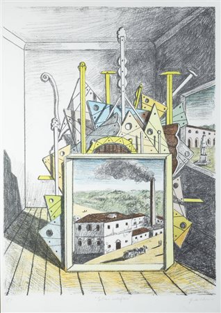 GIORGIO DE CHIRICO<BR>Volos (Grecia) 1888 - 1978 Roma<BR>"Interno metafisico"