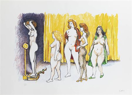 RENATO GUTTUSO<BR>Bagheria (PA) 1911 - 1987 Roma<BR>"Cinque donne al peso"