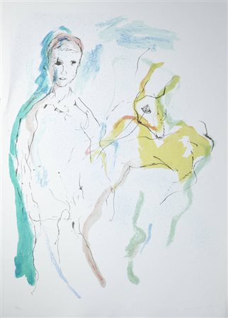 ERNESTO TRECCANI<BR>Milano 1920 - 2009<BR>"Fanciulla e coniglio"