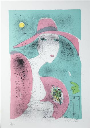 FRANCO ROGNONI<BR>Milano 1913 - 1999<BR>"Signora ad Ascona"