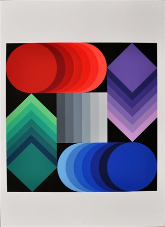 VASARELY VICTOR Italia ’90, 1990 serigrafia a colori cm. 69,5x50 es. P.A....