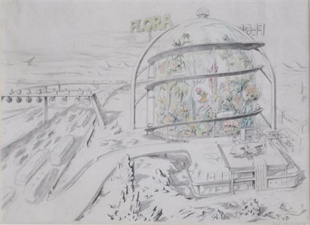 RESSEL MILAN Flora, 1973 matite colorate su carta cm. 44x62 firma, data e...