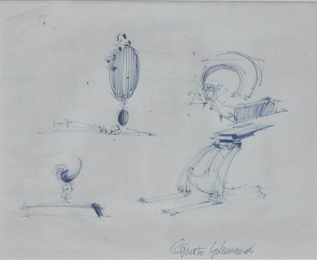 GHERMANDI QUINTO Senza titolo, s.d. penna biro su carta cm. 22x28 firma in...