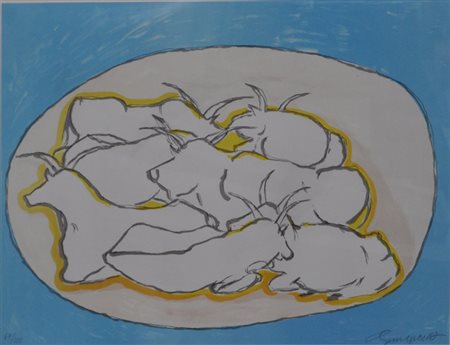 CESETTI GIUSEPPE Buoi, s.d. litografia a colori cm. 50x70 es. 66/100 firma in...