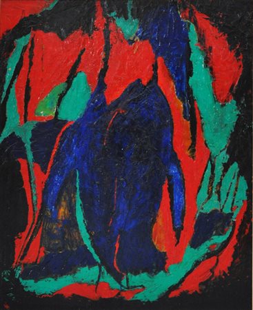 CASTELVECCHI DINO Delfino azzurro, 1980 olio su faesite cm. 120x97 firma,...