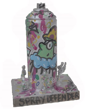 SKIM (Francesco Forconi) Spray Defender, 2013 pittura spray e assemblaggio su...