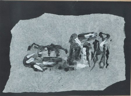 LEONCILLO Senza titolo, s.d. tecnica mista su carta riportata su cartoncino...