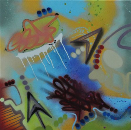 TOXIC (Torrick Ablack) Senza titolo, 2011 spray su tela cm. 80x80 firma e...